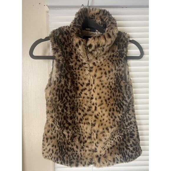 ZARA GIRLS Zip Up Outerwear VEST / SIZE M Cheetah Print - Picture 1 of 9